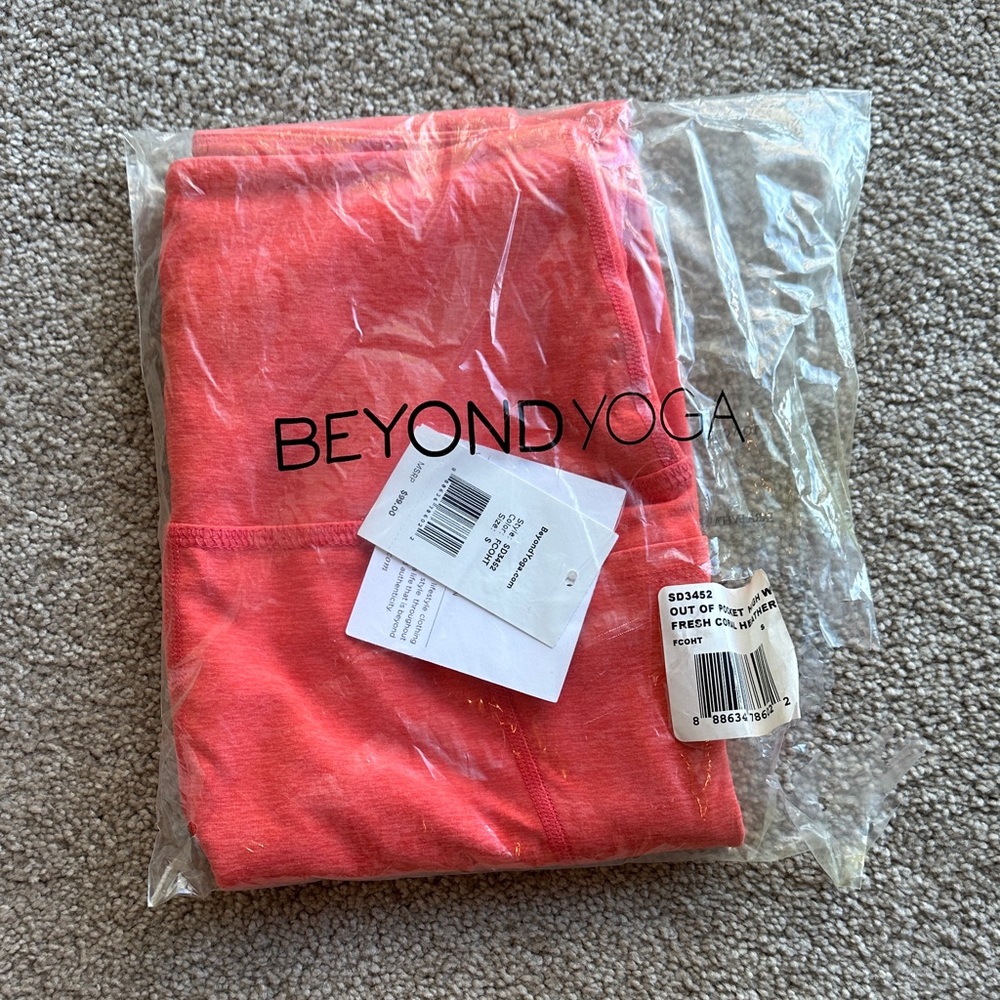 NWT Beyond Yoga Out of Pocket High Waisted Legging - Fresh Coral Heather - S